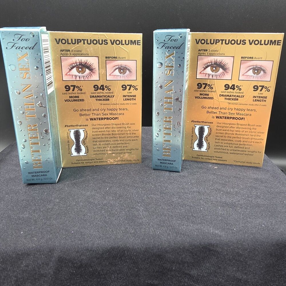 Too Faced Mascara Better Than Sex Waterproof Black 0.17oz/4.8g  lot of 2